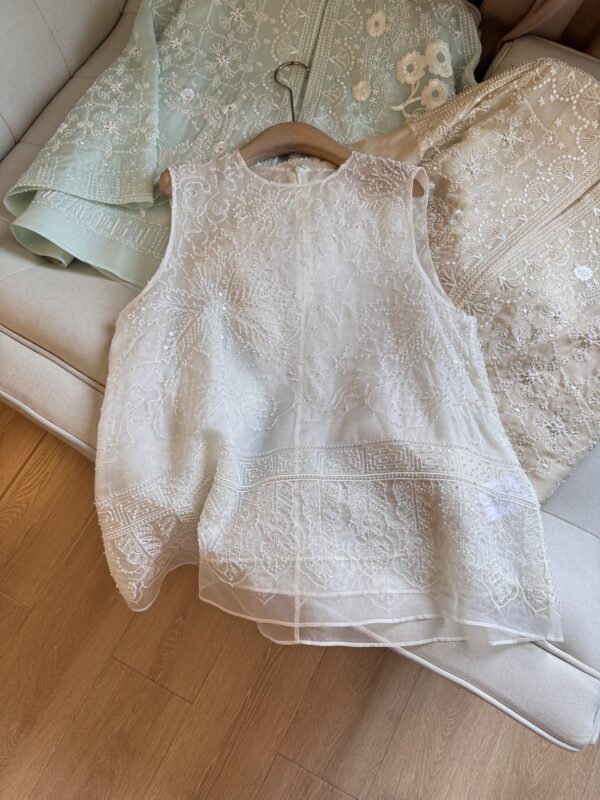 Chinese-Style New Chinese Heavy Embroidery Beaded Sleeveless Shirt