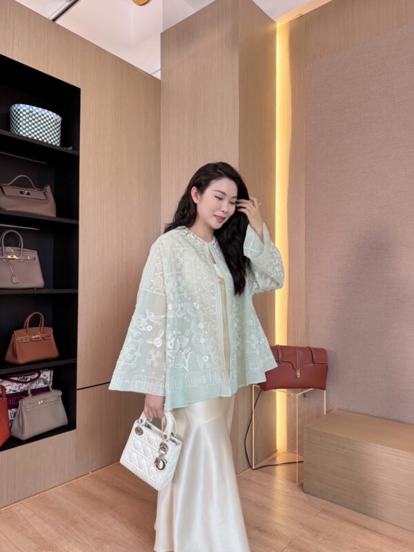 Nanyou New Chinese-Style Heavy Embroidery Organza Silk Cardigan Top & Slip Dress