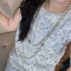 New Chinese-style Heavy Openwork Woven Sequin Top & Skirt Set