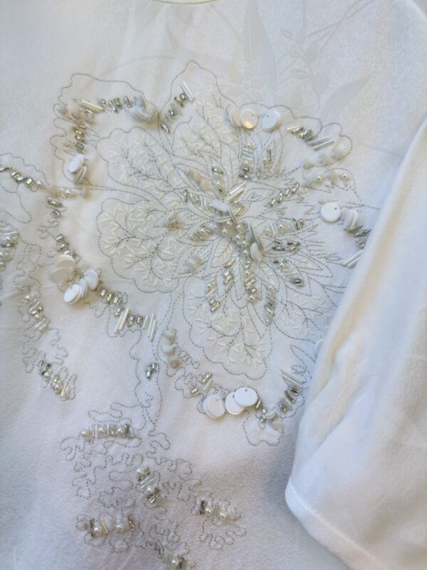 Nanyou New Chinese-Style High-End Women’s Heavy Embroidery Short-Sleeve Silk T-Shirt