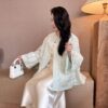 Nanyou New Chinese-Style Heavy Embroidery Organza Silk Cardigan Top & Slip Dress
