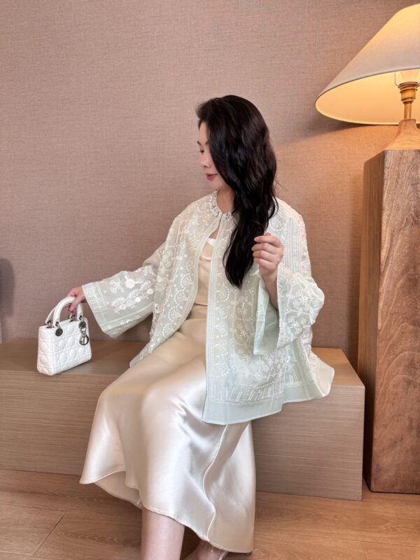 Nanyou New Chinese-Style Heavy Embroidery Organza Silk Cardigan Top & Slip Dress