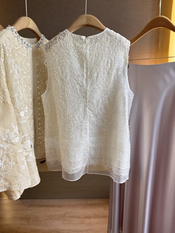 Chinese-Style New Chinese Heavy Embroidery Beaded Sleeveless Shirt