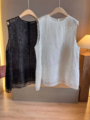 Chinese-Style New Chinese Heavy Embroidery Beaded Sleeveless Shirt