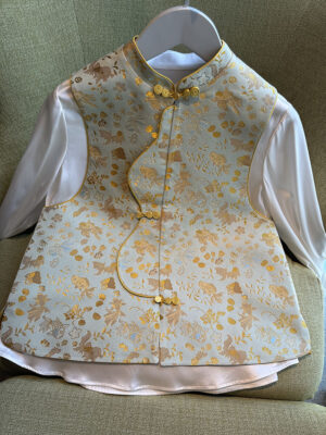 Qian Xiaoping's New Chinese-style High-end Song Jin Brocade Gold-Weaved Double-sided Fish Vest