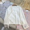 Intertwined Branches and Blossoms Four-Warp Gauze Silver-Embroidered Top