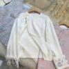 Intertwined Branches and Blossoms Four-Warp Gauze Silver-Embroidered Top