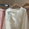 New Chinese-style Silk Hanfu Jacket – 2025 Spring Elegant Gold-Woven Jacquard National Style Top